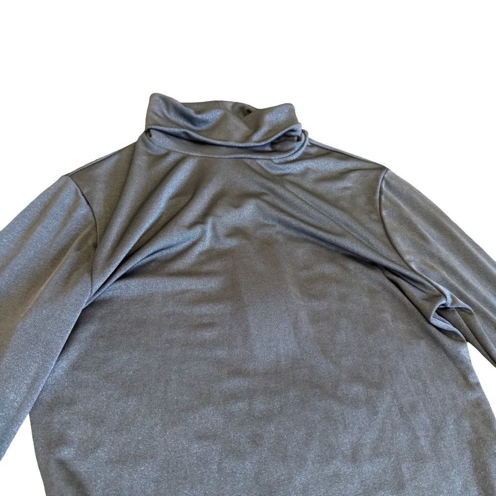 BCBGMaxAzria Turtleneck Bodysuit Shimmer Stretch Grey Long Sleeve Stretch XS NWT - Picture 3 of 15